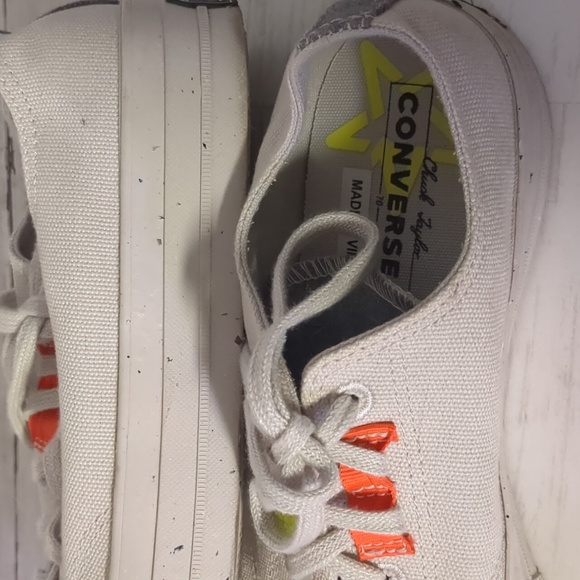 Converse All Star Chuck Taylor Renew Shoes in Beige with Orange and Yellow - Picture 7 of 11